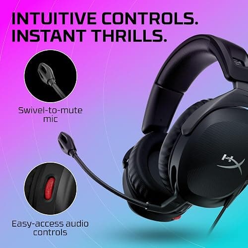 HyperX Cloud Stinger 2 – Wired PC Gaming Headset with Mic Noise Cancelling Over-Ear DTS Headphone:X Spatial Audio 50mm Drivers Swivel-to-mute Premium Leatherette for Windows Desktop, Black (Renewed) thumbnail 5
