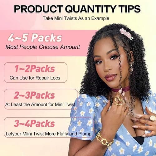 BDSL Afro Kinkys Bulk Human Hair for Braiding Afro Kinky-Curly Human Hair Bulk for Mini Twist Afro Kinky Bulk Hair for Dreadlocks Extensions Repair Locs Micro Locs Extension 14Inch(1B,35g/pack) thumbnail 4