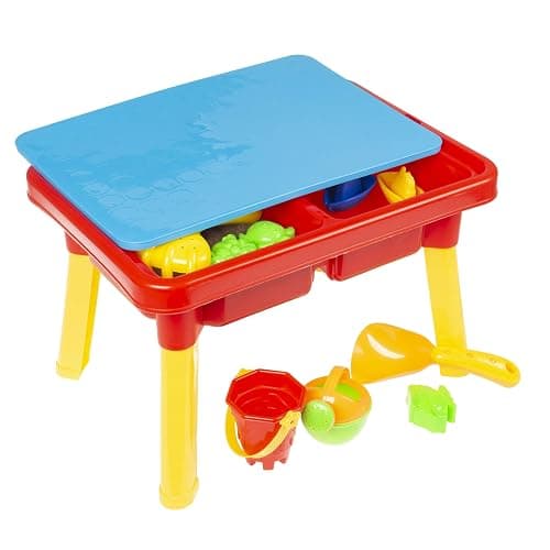HEY! PLAY! Water Table with Lid and Toys - Playset with 2 Sensory Bins for Sand or Water - Toddler Activity Set for Beach, Backyard or Classroom thumbnail 5