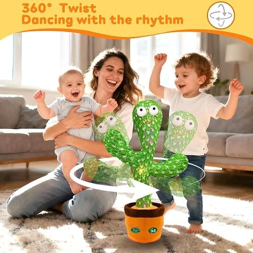 Hunfur Interactive Baby Toys Dancing Talking Cactus Toy,Funny Gift for Infant, Singing Record Repeat What You Say Light Up Toy for Toddler Boy Girl (Volume Adjustment) thumbnail 2