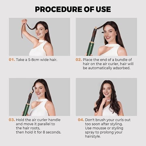 Hair Styler Set Stylingbürsten Hairstyler 5 in 1 Haarstyler, Airstyler Air Curlers Föhn 5 in 1 Mit Rundbürstenföhn Haarstyler Warmluftbürste Föhn Lockenstab Luft Für Glätten, Volumen, Locken thumbnail 4