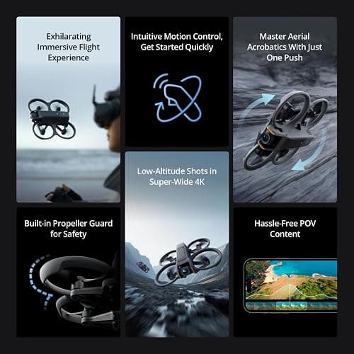 DJI Avata 2 Fly More Combo (1 Battery), FPV Drones with Camera for Adults 4K, Immersive Experience, Built-in Propeller Guard, Easy Flip/Roll, FAA Remote ID Compliant, POV Content Drone, Black thumbnail 2