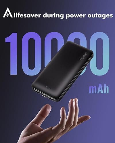 Miady 2-Pack Portable Charger, Slim 10000mAh Power Bank Travel Battery Pack | Dual USB丨3 Outputs 2 Inputs丨for Backpack Travel Camping丨Slim丨Compatible with iPhone Android etc丨Flight-Safe丨37Wh丨Black+White thumbnail 6