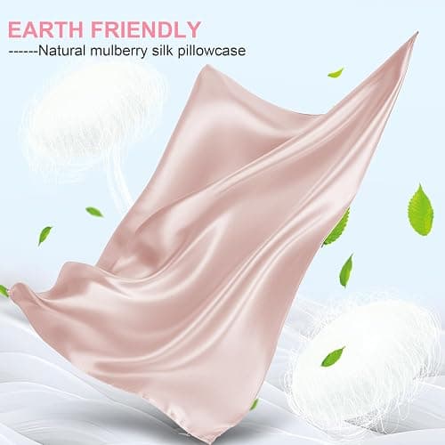 Mulberry Silk Pillow Cases 2 Pack Standard Size 20x26 Inches with Hidden Zipper, Ultra Smooth and Soft Breathable Cooling Silk Satin Pillowcase Set of 2, Better for Hair and Skin, Gifts for Women Men thumbnail 3