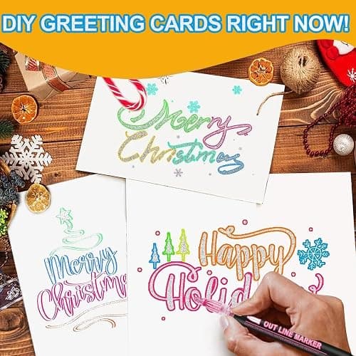 Double Line Super Squiggles Glitter & Metallic Markers, 36 Colors - Self Outline Pens for Doodle Art, Greeting Cards & Crafts thumbnail 4