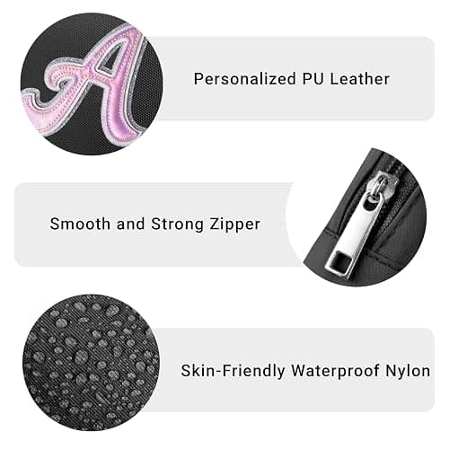 Aganmi Leather Letter Belt Bag Cute Crossbody Bags Travel Fanny Waist Pack Trendy Stuff Christmas Birthday Gifts for Girls - Black - K thumbnail 4