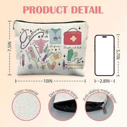 KBRCT Medical Assistant Accessories Makeup Bag for Women, Medical Assistants Week Appreciation Gifts, Nurse Gifts Cosmetic Bag for Purse, Nursing Stuff Makeup Zipper Pouch thumbnail 2