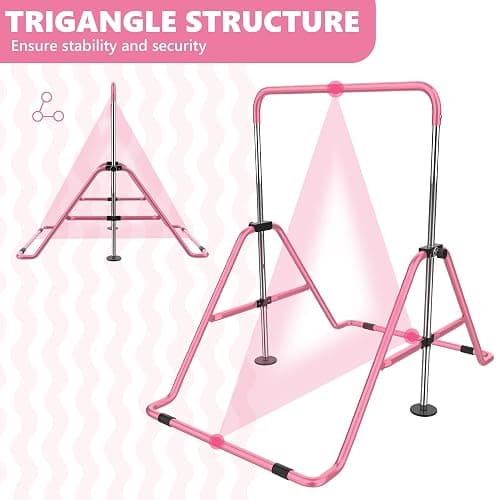 HYD-Parts Gymnastics Bar with Mat, Foldable Gymnastics Horizontal Bar Height Adjustable, Gymnastics Equipment for Kids 3-12 Ages, Children's Gifts thumbnail 8
