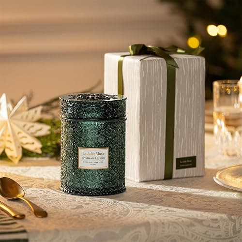 LA JOLIE MUSE Kōya Hinoki & Cypress Scented Candle – Pine, Leather & Hinoki | 19 oz Festive Christmas Candle | Wooden Wick | Clean Burn & Vibrant Scent | Fun Gift for Hosts & Fall Tablescapes thumbnail 4