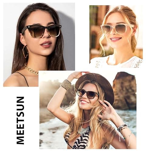 MEETSUN Retro Polarized Sunglasses for Women Men Classic Mirror Lens Driving Trendy Sun Glasses UV Protection (3 Pack) thumbnail 2