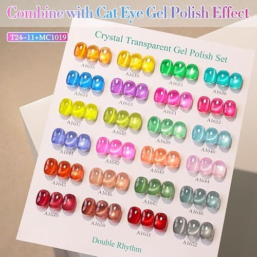 Double Rhythm 28Pcs 0.5Oz Gel Nail Polish Set Same Color Same Bottle Soak Off Gel Polish Kit Nail Art Manicure Salon DIY at Home for Women (Neon Jelly Sheer Collection-T24-11) thumbnail 5