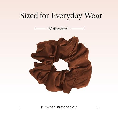 Kitsch Recycled Satin Oversized Scrunchies – Large Hair Scrunchies for Women, Eco-Friendly Hair Ties & Ponytail Holders | Ideal Gifts for Women - Camel & Cream, 2pc Set thumbnail 5