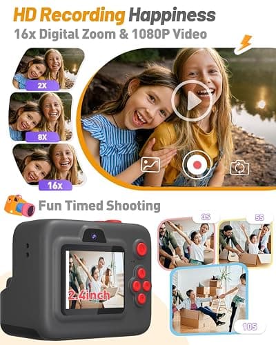 Yehtta Kids Camera Instant Print, Dual-Lens Front Rear Selfie Camera for Kids, Christmas Birthday Gifts Toys for 3-12 Year Old Boys Girls, 2.4in Screen 1080P Kid Digital Cameras with 32G Card thumbnail 3