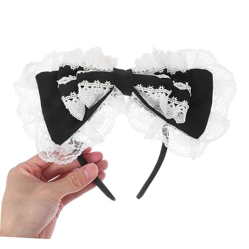 minkissy Kawaii Lolita Bow Headband Elastic Lace Hair Hoop for Cosplay Weddings Parties More Comfortable Design Cute Accessory for Women thumbnail 4