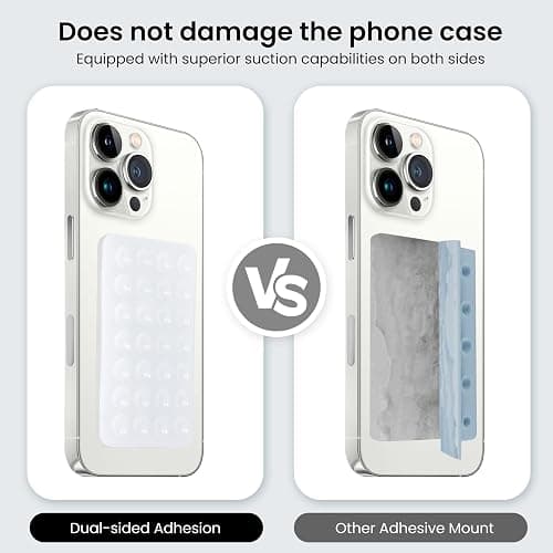 iyanzi 2 Pack Silicone Double-Sided Suction Phone Case Detachable Mount for iPhone and Android Cellphones, Strong Adhesion Holder Hands Free for Selfies and Videos - Transparent thumbnail 3