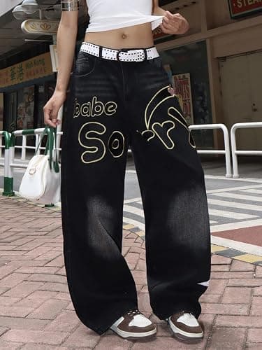 OYICAI Baggy Jeans Wide Leg Denim Pants Loose Long Trousers thumbnail 2