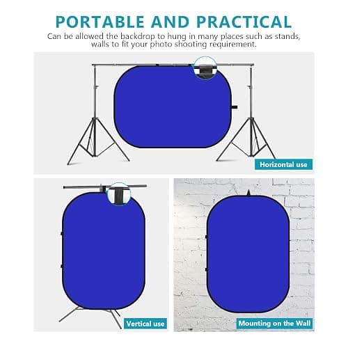 NEEWER Chromakey Backdrops, Double-Sided Blue and Grey Screen, 2 in 1 Foldable and Reversible Background for Photography, Gaming and Live Streaming, 5 x 6.6 inches/1.5 m x 2 m (Blue/Grey) thumbnail 3