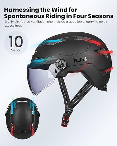 ILM Adult Bike Helmet with LED Front Back Light Bicycle Helmets E3-10L thumbnail 4