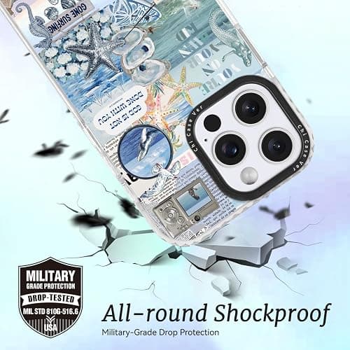 ChiCaseVer for iPhone 12 Case,Coastal Inspiration Collage with Lighthouse & Mermaid,Military-Grade Drop Protection,Vintage Coastal Soft Slim TPU Protective Cover with Camera Protection for Women&Girls thumbnail 3