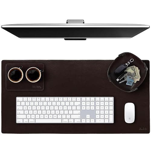 Elizo Leather Desk Mat Desk Pad Blotter Set - Real Full-Grain Leather (32x16) 2-Layer Genuine Desk Cover Protector & Large Mouse Pad, Computer Keyboard Desk Accessories for Office & Home - Image 1