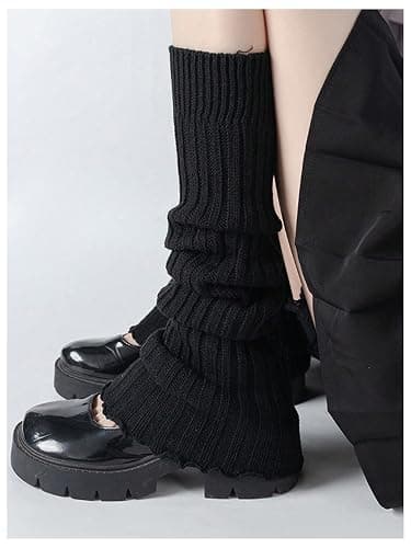 Verdusa Women's Harajuku Leg Warmers Y2K Solid Rib Knit Long Socks thumbnail 3