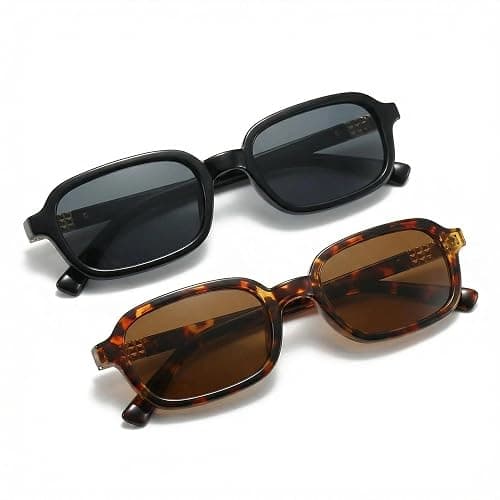 Retro 90s Rectangular Sunglasses for Women, Vintage Trendy Fashion Slim Square Small Frame with UV Protection thumbnail 8