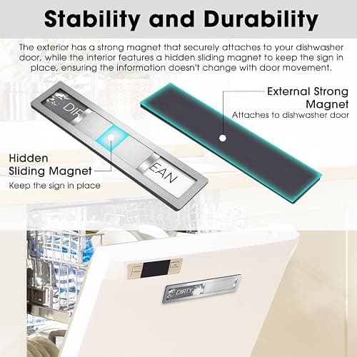 Clean Dirty Magnet for Dishwasher, Premium Stainless Steel, Dirty/Clean Speckled Design, Durable Magnet & Clear Indicators with Extra Tape (Silvery-Gray-01) thumbnail 4