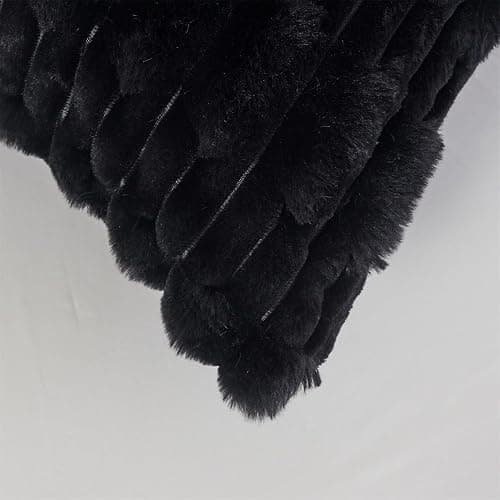 Faux Fur Body Pillow Cover,20x54 Body Pillowcase,Fluffy Long Pillow Case,Shaggy Faux Rabbit Fur Pillow Cover with Zipper,Soft and Plush for Bedroom and Couch(Black, Body) thumbnail 5