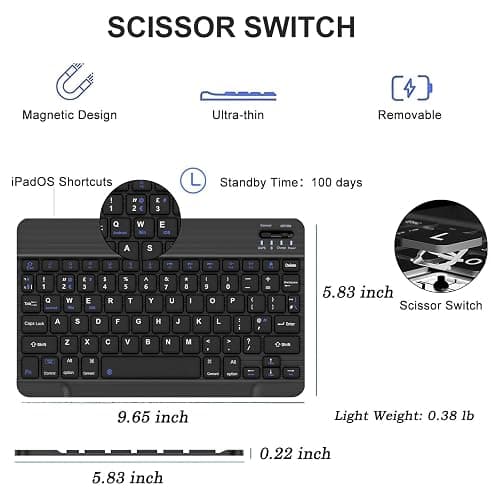 Keyboard Case for iPad A16 11th Generation 2025/10th Generation 2022, UK Layout Detachable Bluetooth Keyboard with Slim Cover and Pencil Holder for iPad 10th/11th Generation 10.9/11 inch, Black thumbnail 6