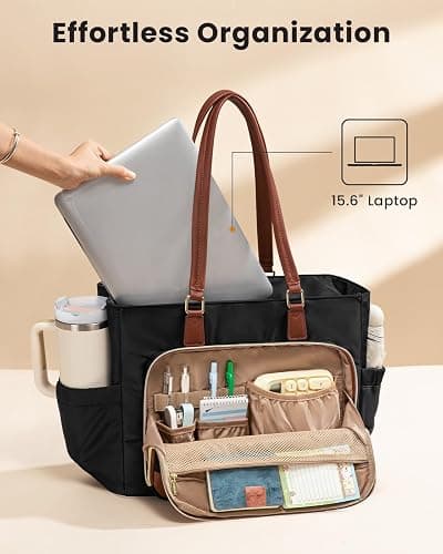 LOVEVOOK Lunch Tote Bag for Women, Work Bag with Insulated Lunch Compartment Laptop Bag Large Lunch Bag for Teacher, Daily thumbnail 4