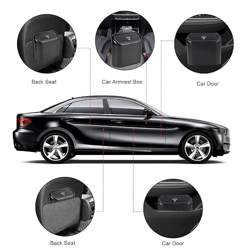 EnthuLove 2 Packs Mini Car Trash Can Bin with Lid and 150pcs Trash Bags,Car Trash Can Bin,Car Garbage Trash Can Storage for Front Back Seat Accessories (2)… (1) thumbnail 4