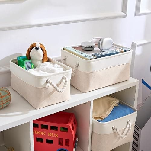 Mangata Small Storage Box, Thickened Fabric Storage Basket with Handles for Shelves Toy (S, 1 Pack) thumbnail 2