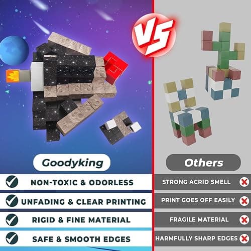 Goody King 100PCS Space Rocket Magnetic Building Blocks |Space Adventure Magnetic Tile Set, STEM Montessori Stacking Toy, Building Playsets for Boys and Girls Ages 3-10,Sensory Tile Christmas thumbnail 5