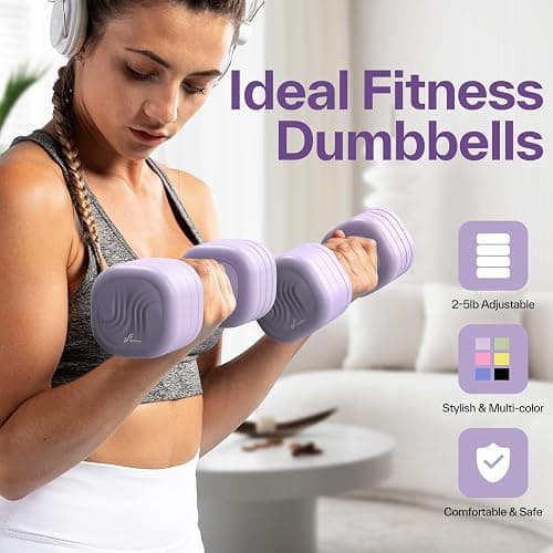 Adjustable Dumbbell Set of 2, Sportneer 4 in 1 Free Weights Dumbbells for Women Man, Each 2lb 3lb 4lb 5lb Fast Adjust Weights with TPU Soft Rubber Handle for Home Gym Exercise Training thumbnail 2