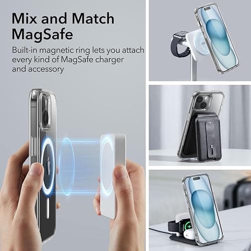 ESR for iPhone 15 Case, Compatible with MagSafe, Military-Grade Protection, Yellowing Resistant, Scratch-Resistant Back, Magnetic Phone Case for iPhone 15, Classic Series, Clear thumbnail 3