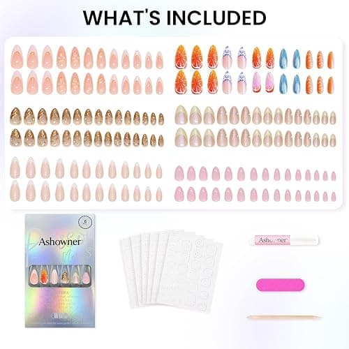 6 Packs (144 Pcs) | Reusable Press on Nails | Stick on Nails 12 Sizes-6 Styles|Almond Nails thumbnail 8