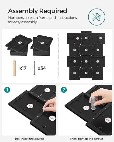 SONGMICS Collage Picture Frames, 4x6 for Wall Decor Set of 12, Multi Family Photo for Gallery Decor, Hanging Display, Assembly Required, Ink Black - Ink Black thumbnail 3