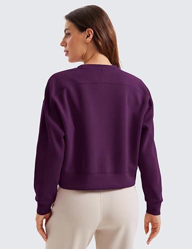 CRZ YOGA SoftAura Pullover Sweatshirt for Women - Crewneck Workout Casual Basic Fall Sweat Shirts thumbnail 2