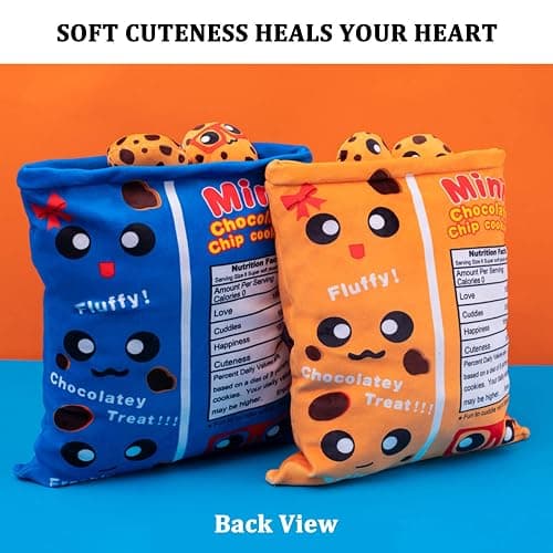 Nenalayo Plushies Doll a Bag of Cookie Toy Stuffed Soft Snack Pillow Plush Yummy Food Toy for Birthday Gift, Stuffed Toy Game Pillow Cushion Gift for Kids (Blue) thumbnail 7