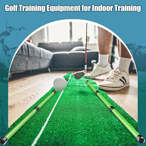 SLinBeiBy 2 Pack Premium Golf Alignment Sticks, 48 Inches Fluorescent Green Golf Training Aid for Aiming, Putting, Full Swing, Collapsible Golf Swing Trainer with Clear Tube Sleeve for Easy Carrying thumbnail 6