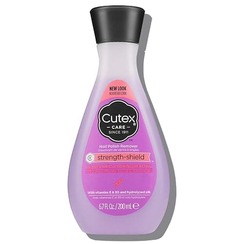 Cutex Strength Shield Nail Polish Remover, Leaves Fingernails & Toenails Looking Healthy, Contains Vitamins E, B5 & Hydrolyzed Silk, 6.7 fl oz - Image 1