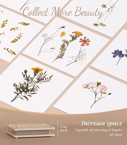 Wakhow Flower Press Kit – 11" x 11" Large Wooden Flower Presser for Adults & Teens | DIY Bouquet Preservation & Dried Flower Art | Ideal Gift for Nature & Craft Lovers thumbnail 2