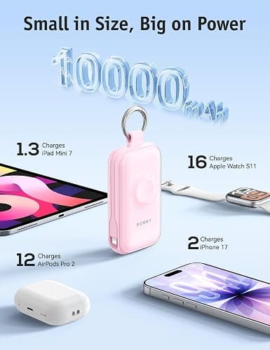 RORRY CharmGo Pro 45W Portable Charger Power Bank 10000mAh Battery Pack | Fast Charging, Built-in Cables, 3-in-1 Keychain Design, for iPhone, Apple Watch, iPad, MacBook, Travel Essential, Pocket Size thumbnail 6