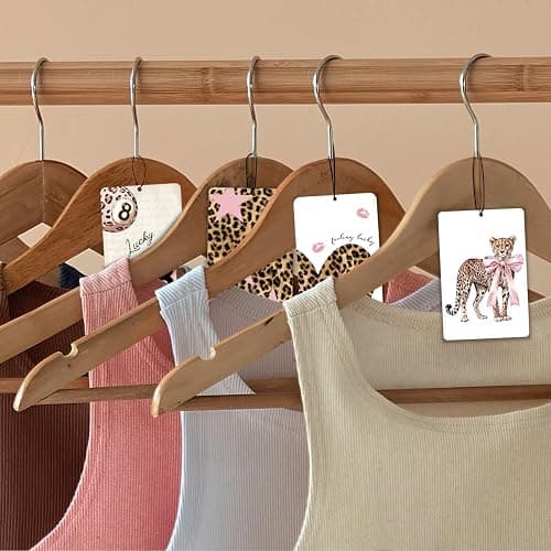 ChenCraty Coquette Pink Leopard Print Lavender Car Air Freshener 4 Pcs, Girly 8 Ball Star Cheetah Air Freshener Hanging Decor for Cars Closet Drawer Books, Cute Accessories Gifts for Women Girls thumbnail 4