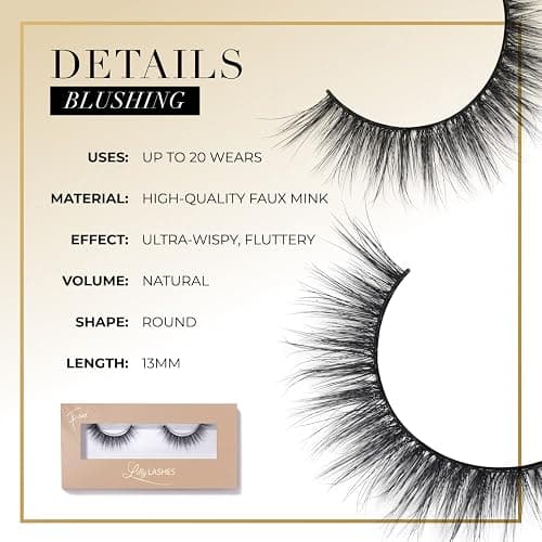 Lilly Lashes Everyday Blushing Natural Lashes, Faux Mink Natural Eyelashes, False Eyelashes Everyday Use, Individual Lashes Reusable up to 20x, No Lash Glue Included (13mm) thumbnail 6