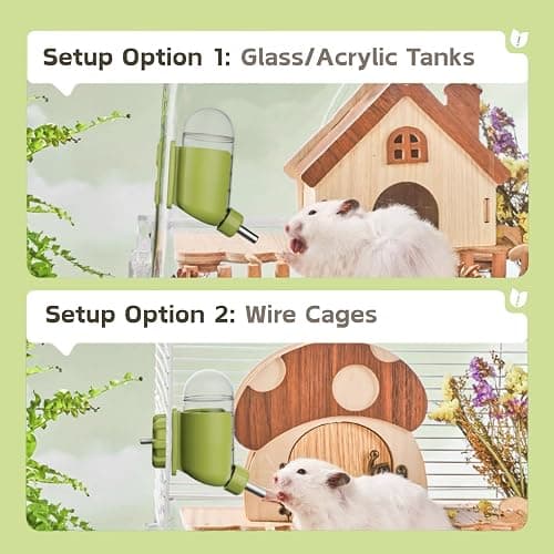 Hamster Water Bottle with Magnetic Holder, Freestanding Water Bottle for Glass Tanks, Suitable for Syrian Dwarf Hamsters Gerbils Mice Rats Degus (Grey, 4oz) thumbnail 5