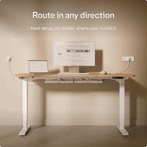 Desktronic Cable Duct Desk White Set of 2 - Stainless Steel Cable Management Desk Cable Duct with 5 Cable Cut-Outs - Easy to Install Cable Organiser - Cable Holder thumbnail 9