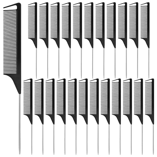 NICEMOVIC Rat Tail Parting RatTail Braiding Comb for Women 24 Pack, Hair Parting Tools Rat Tooth Combs Bulk, Individually Wrapped Braider Essentials Barber Supplies for Hair Stylist (Black) - Image 1