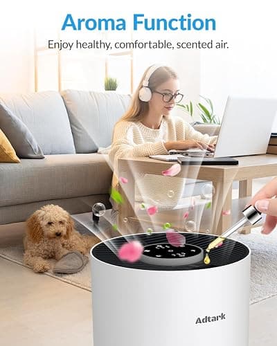 Air Purifiers for Home Bedroom, ADTARK Air Cleaner with H14 True HEPA 3-in-1 Filter, Sleep Mode & Aroma Function, 3 Light Modes, Room Air Purifier with 3 Timer for Office, Dorm, Hotel (White) thumbnail 3
