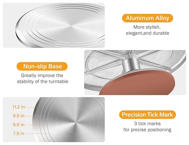 Kootek 22pcs Cake Decorating Supplies Kit, Baking Tools with 12" Aluminium Cake Turntable Rotating Cake Stand, Piping Bags and Tips Set, Icing Spatula, Cake Leveler, 3 Icing Scrapers for Mother's Day thumbnail 3